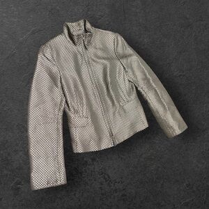 Akris Punto New Silk Zip Up Jacket In Gray Silver Size US 8